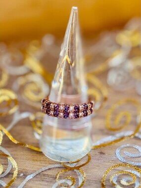 Bomb Party OG Rhodolite CZ Band Ring – Rose Gold – Size 9